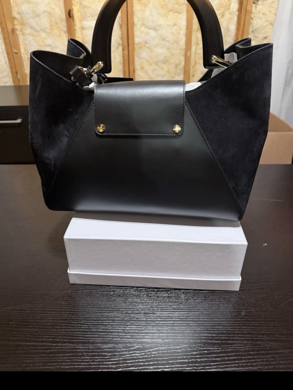 Black Claudia firenze medium Structured Leather & Suede Tote Bag.